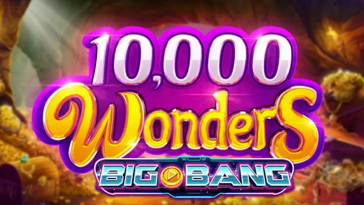 Tampilan visual slot 10,000 Wonders Big Bang dengan 6 gulungan yang dinamis