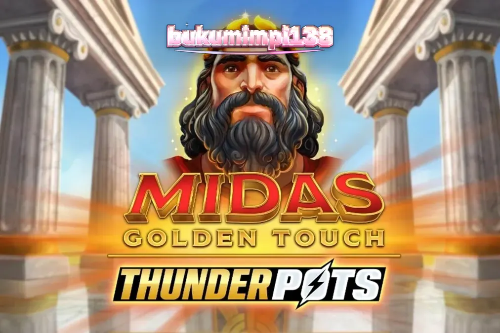 Tampilan visual slot Midas Golden Touch: Thunder Pots dengan tema mitologi emas.