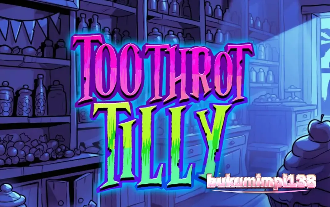 Tampilan visual slot Toothrot Tilly dengan tema permen dan pertarungan karakter